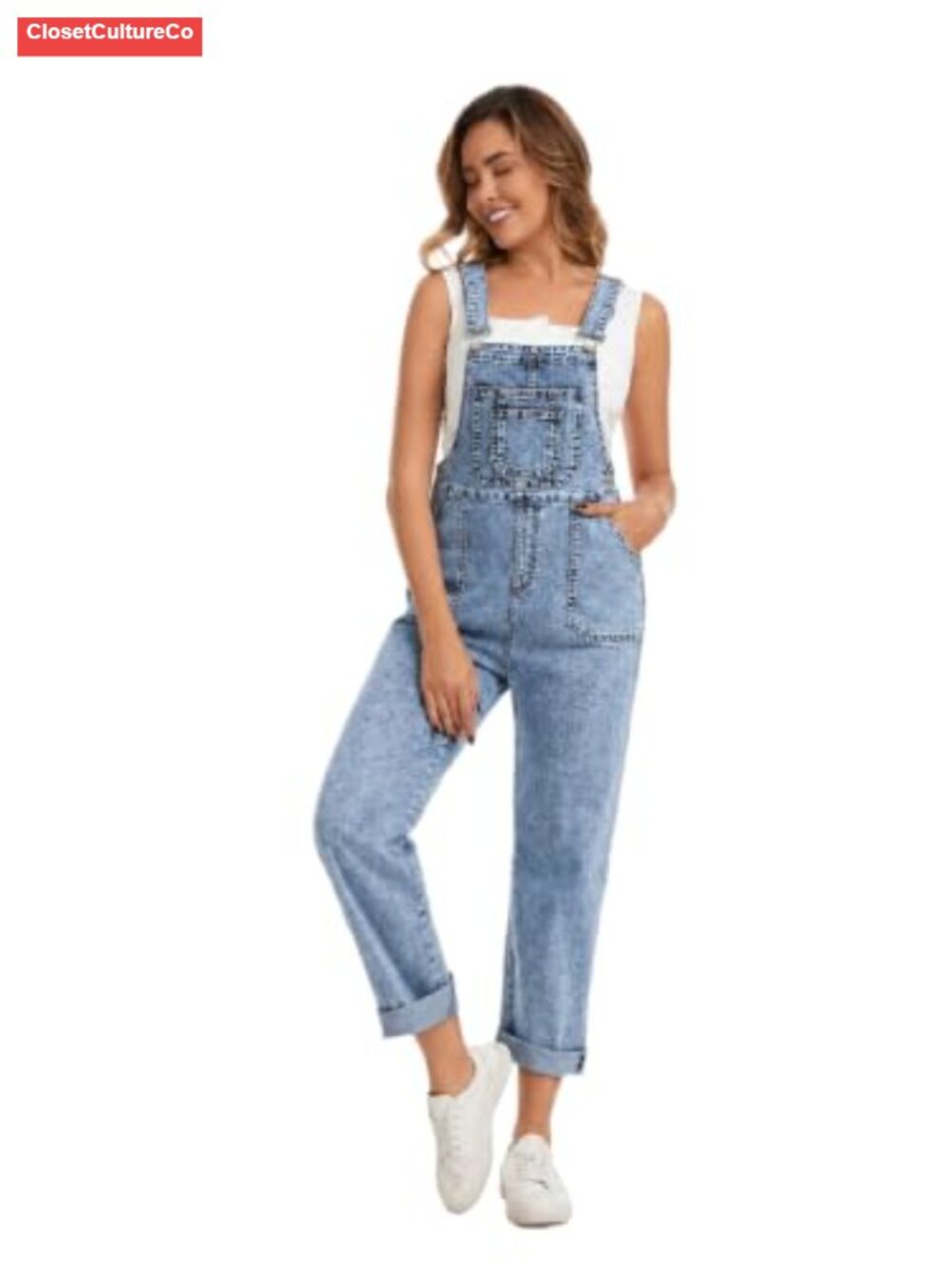 Denim Bib Overalls Straight Leg Adjustable Jean Jumpsuit